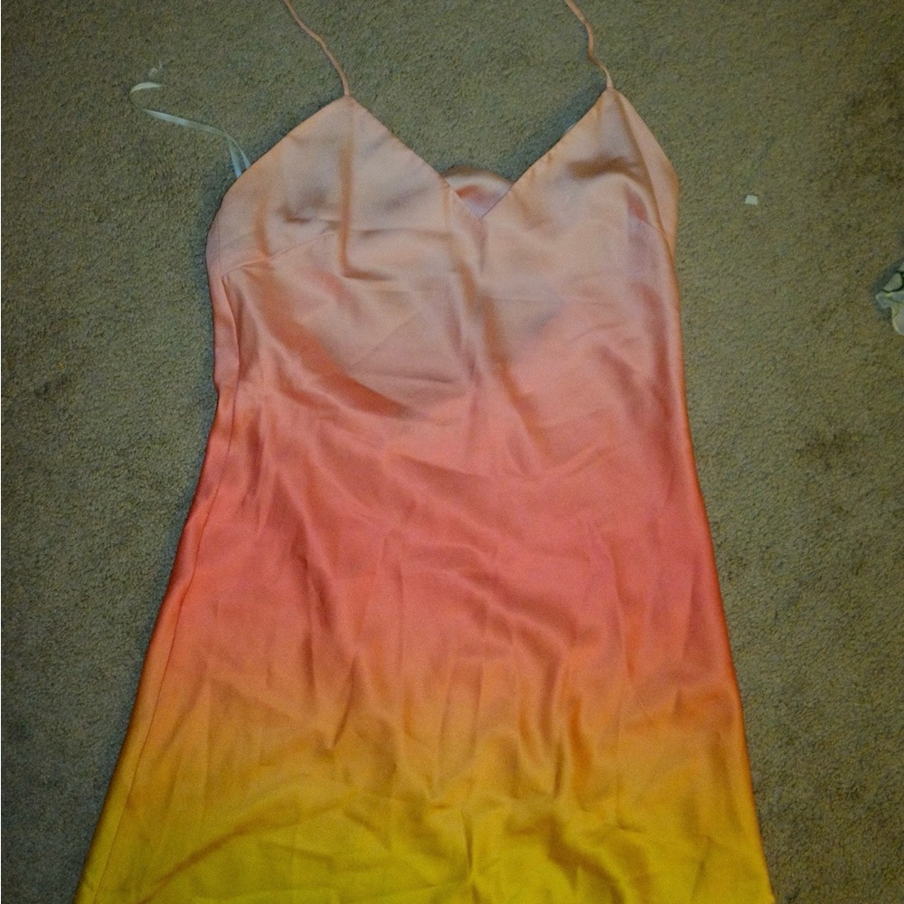 Princess Polly Pink and Yellow Backless Dress